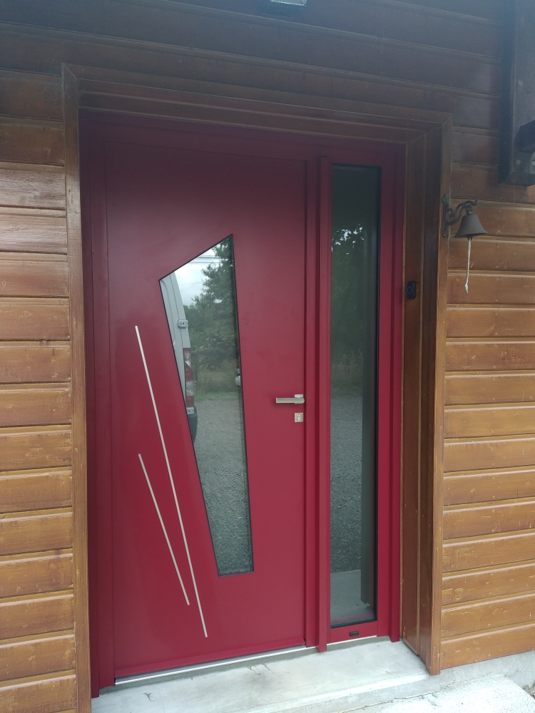 Porte d'entrée porte d'entrée rouge par menuiserie videloup gamme open